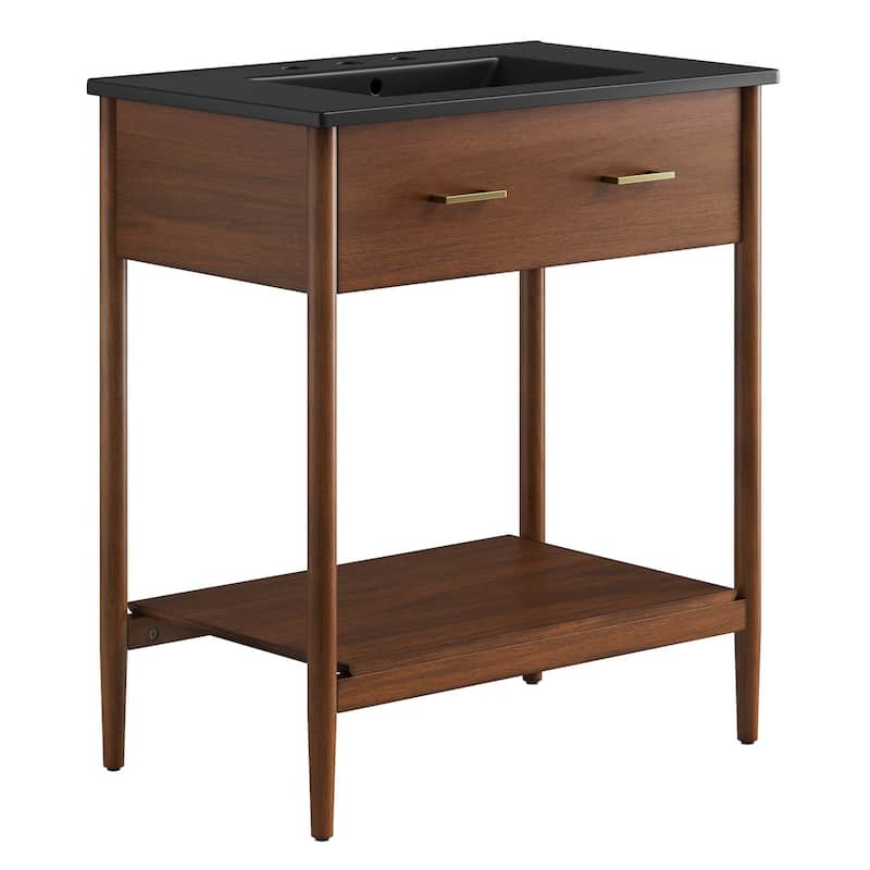 Zaire 18"/24"/30"/36"/48" Bathroom Vanity with Black Sink Top