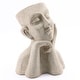 preview thumbnail 10 of 13, Speckled Beige Thoughtful Bust Head MgO Indoor/ Outdoor Statue Planter