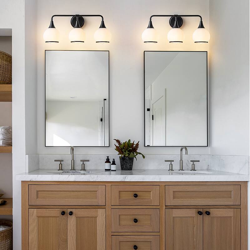 Modern Vanity Lights Dimmable Bathroom Light Fixtures with Glass Shade
