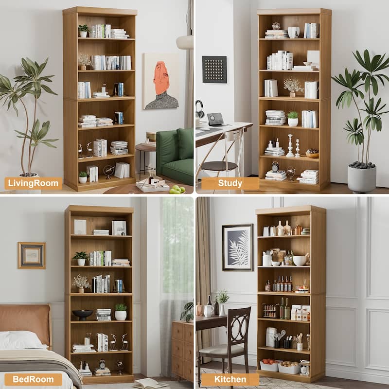 Doorless Wood Bookshelf Storage Cabinet Bookcase&Office Cabinet for Kitchen Bedroom Entryway Living Room Dinning Room