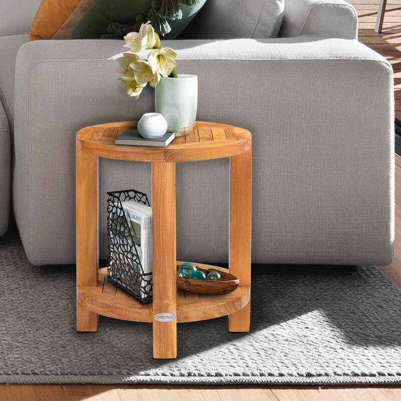 Teak Wood Tundra Round Patio Side Table - 16x18.25