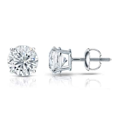 Auriya 1 3/4ctw Round Diamond Stud Earrings 14K Gold GIA Certified