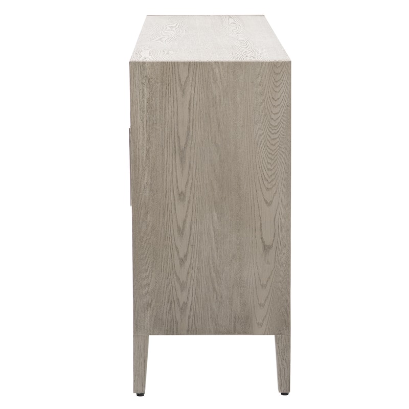 Wood Storage Cabinet with Three tempered glass doors and Adjustable Shelf