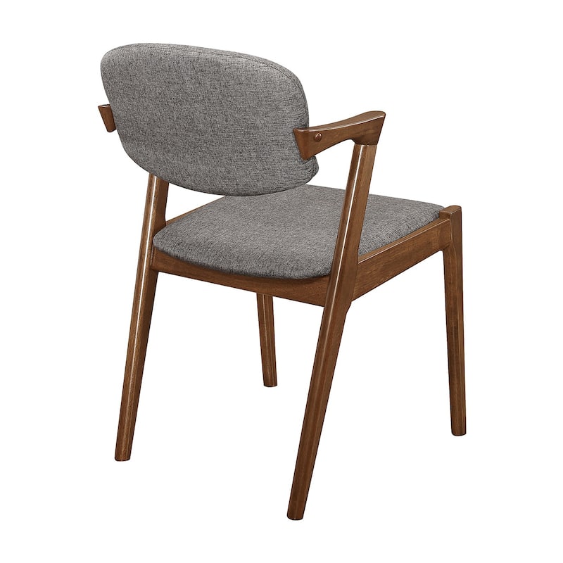 Set of 2 Dining Side Chairs in Grey and Dark Walnut