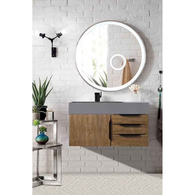 James Martin Vanities Mercer Island 36" Single Vanity, Latte Oak with Matte Black Hardware