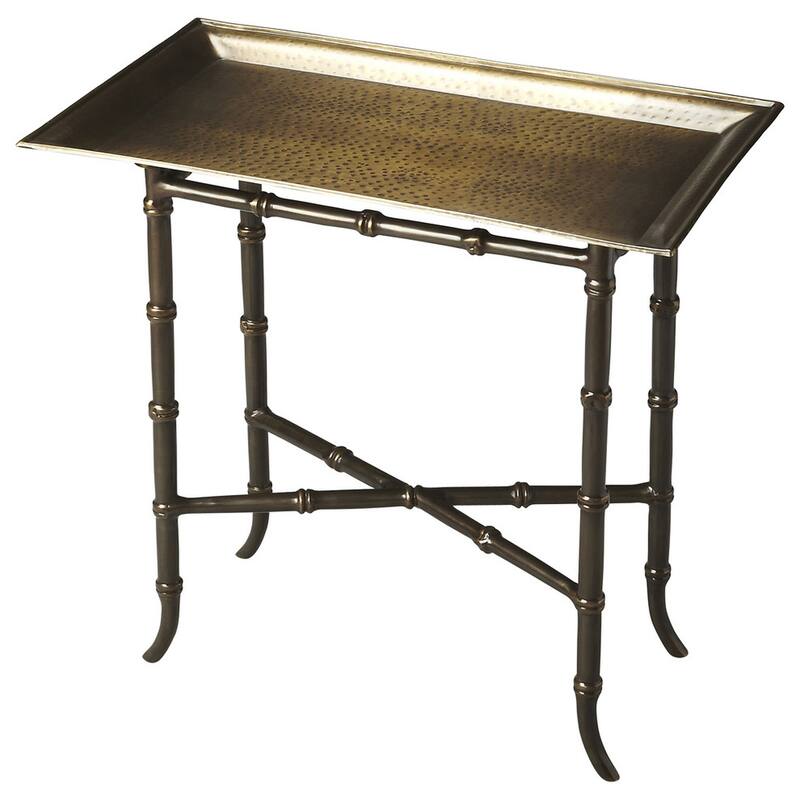 Handmade Metalworks Brown Aluminum Tray Table (India)