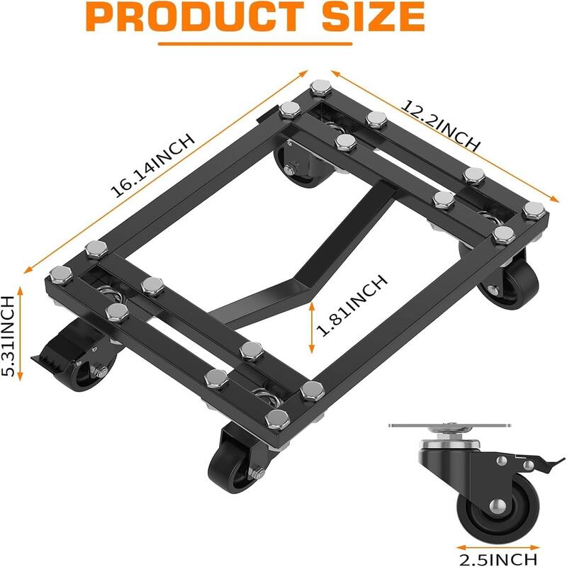 4-Pack Heavy-Duty Car Dolly Set 6000-lb Capacity with Locking Swivel Casters
