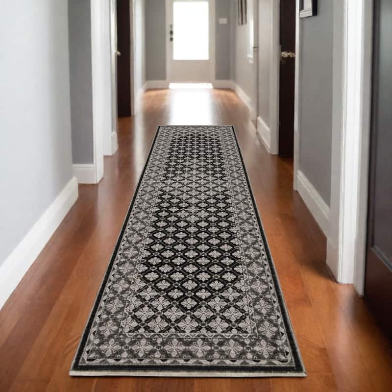 HomeRootsDiamond Traditional Runner Area Rug - 92.52' X '26.77' X '0.32