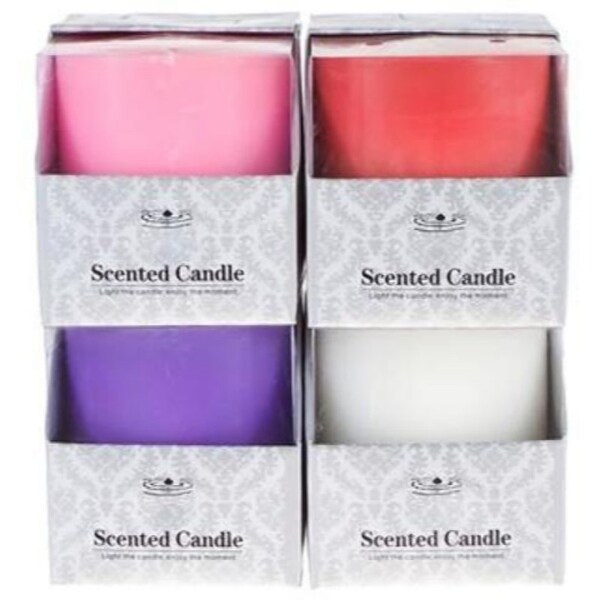 3" x 3" Round Scented Pillar Candle in Box - Assorted - 48 Units