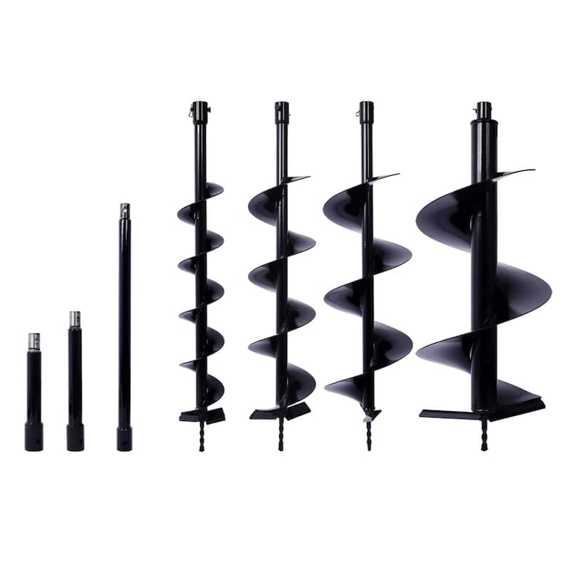 7 Piece Steel Hole Digger Replacement Auger Bits,4"+6"+8"+12"+ROD KIT