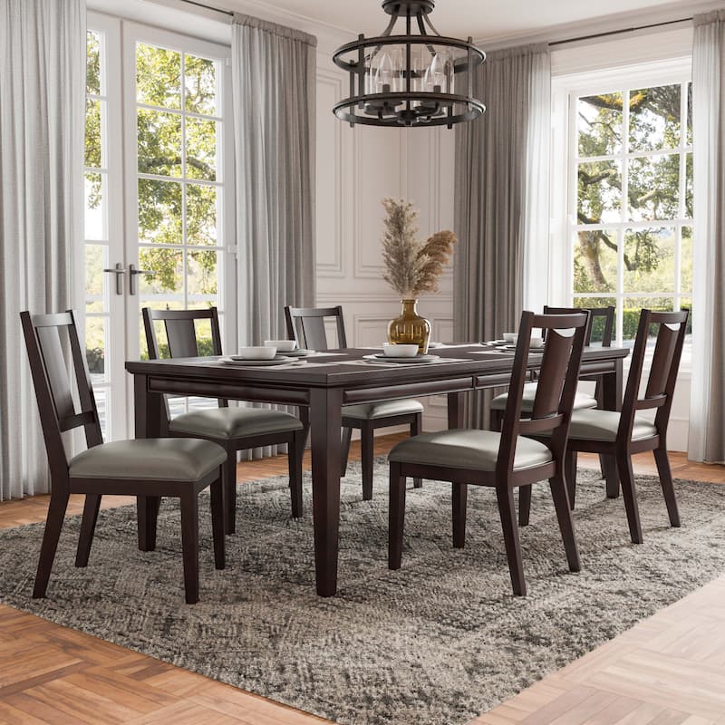 Furniture of America Chase Modern 7-Piece Extendable Solid Wood Dining Set - Espresso