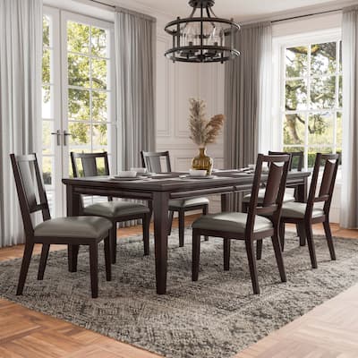 Furniture of America Chase Modern 7-Piece Extendable Solid Wood Dining Set