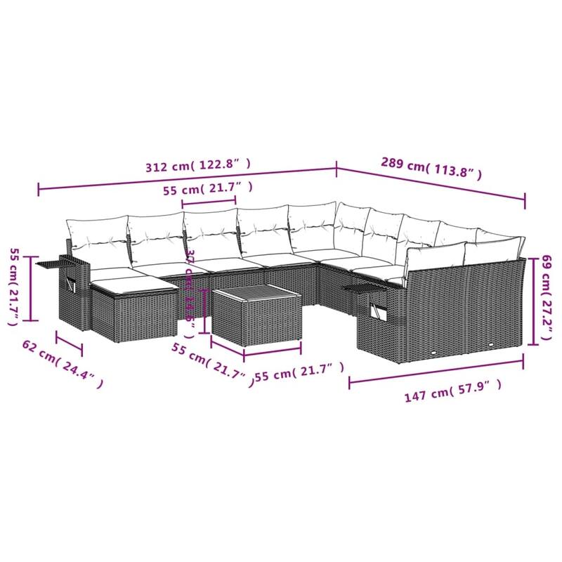 vidaXL Garden Sofa Set Poly Rattan Large Modular Garden Sofa Set