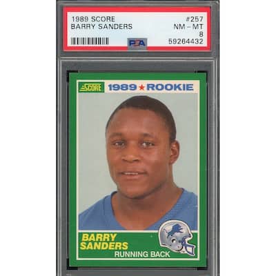 Barry Sanders 1989 Score Football Rookie Card RC #257 Graded PSA 8 - 8'6" x 11'6"