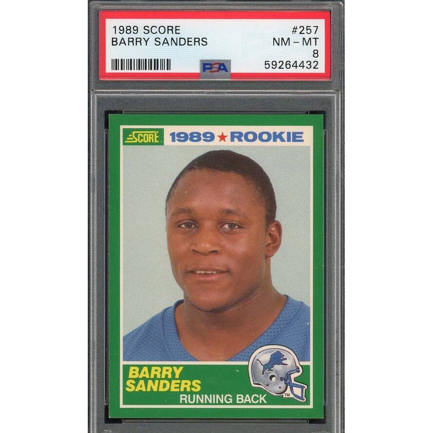 Barry Sanders 1989 Score Football Rookie Card RC #257 Graded PSA 8 - 8'6" x 11'6"