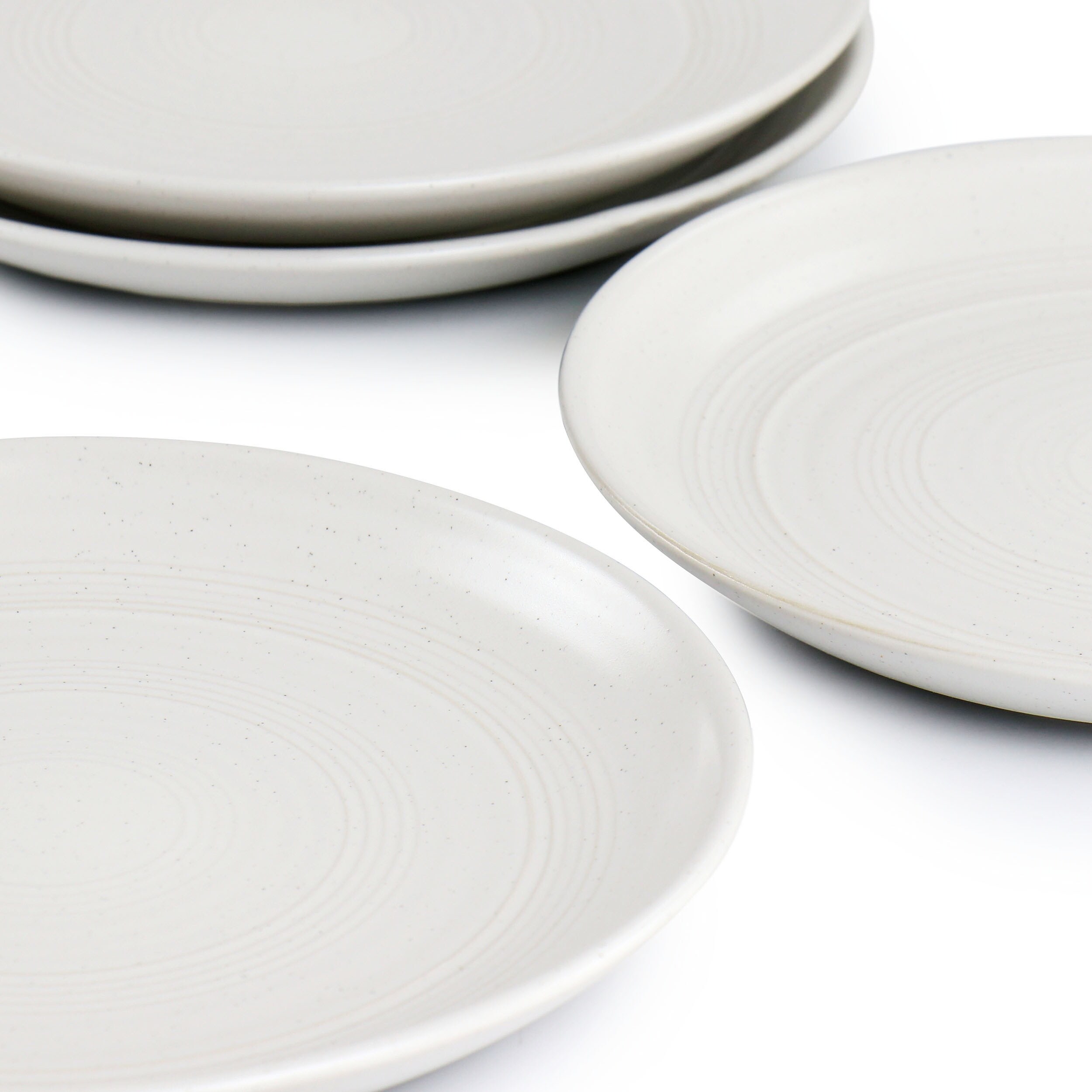 Bee and Willow Home 7 Inch 4 Piece Round Stoneware Appetizer Plate Set in Matte White
