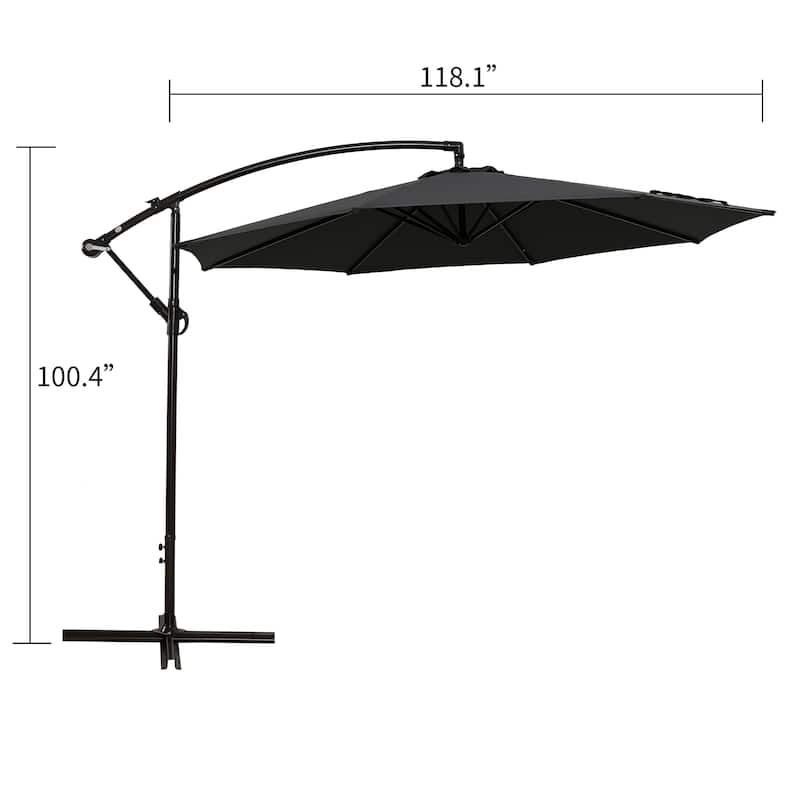 10ft Outdoor Patio Hanging Cantilever Umbrella