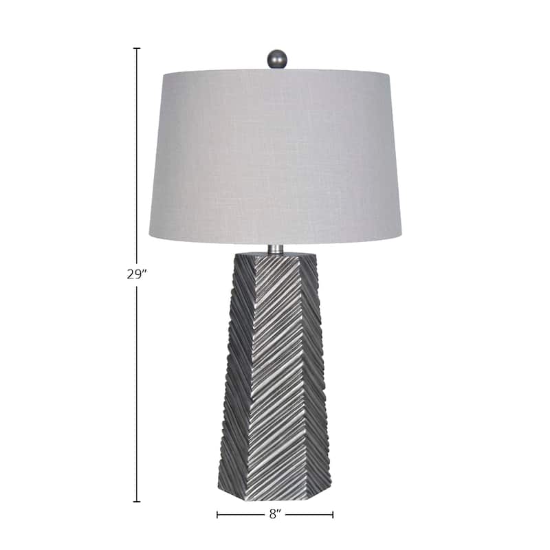 29" Textured Polyresin Table Lamp, Antique Silver (Set of 2) - N/A