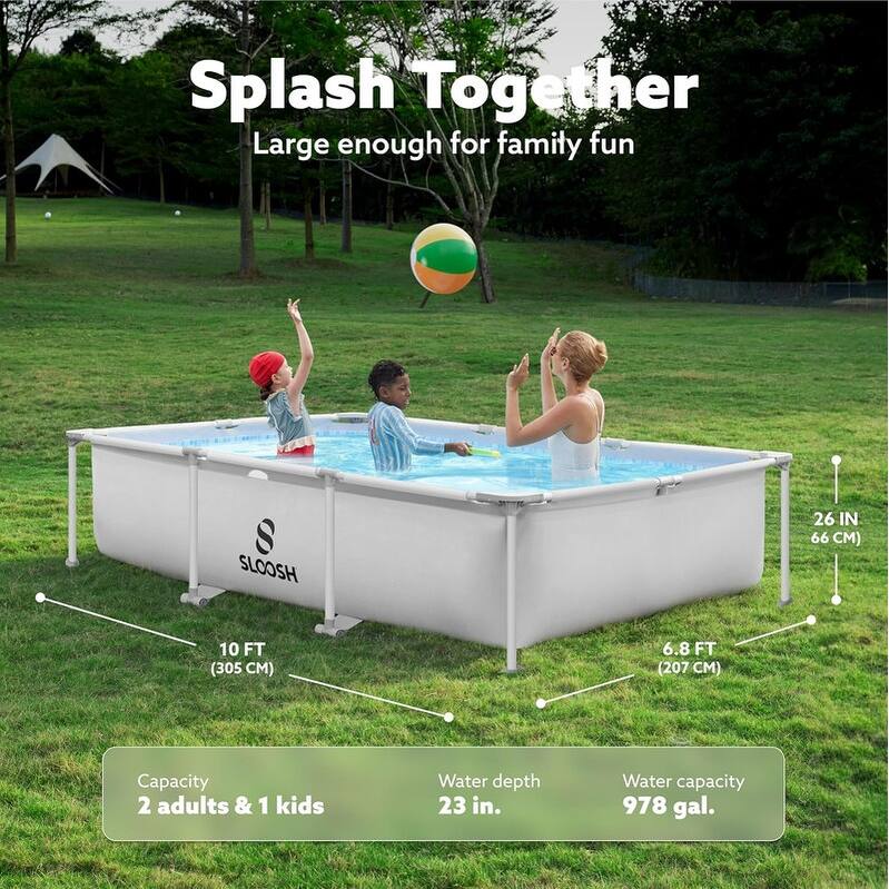 Rectangular Above Ground Pool - Outdoor Frame Above Ground Swimming Pool Set Kiddie Pool for Kids Adults