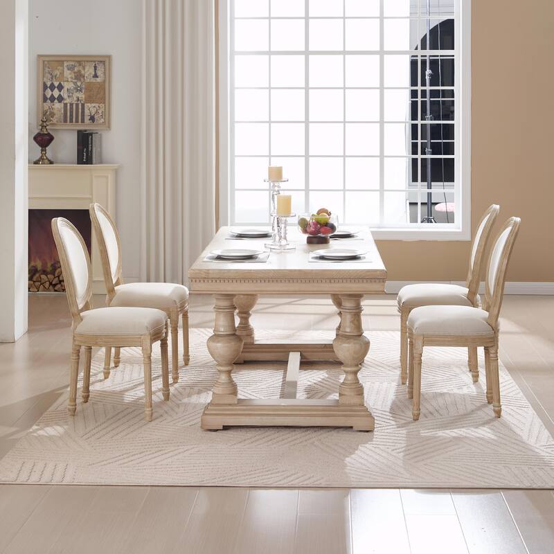 Set of 2 French Country Dining Chairs, Upholstered with Round Back