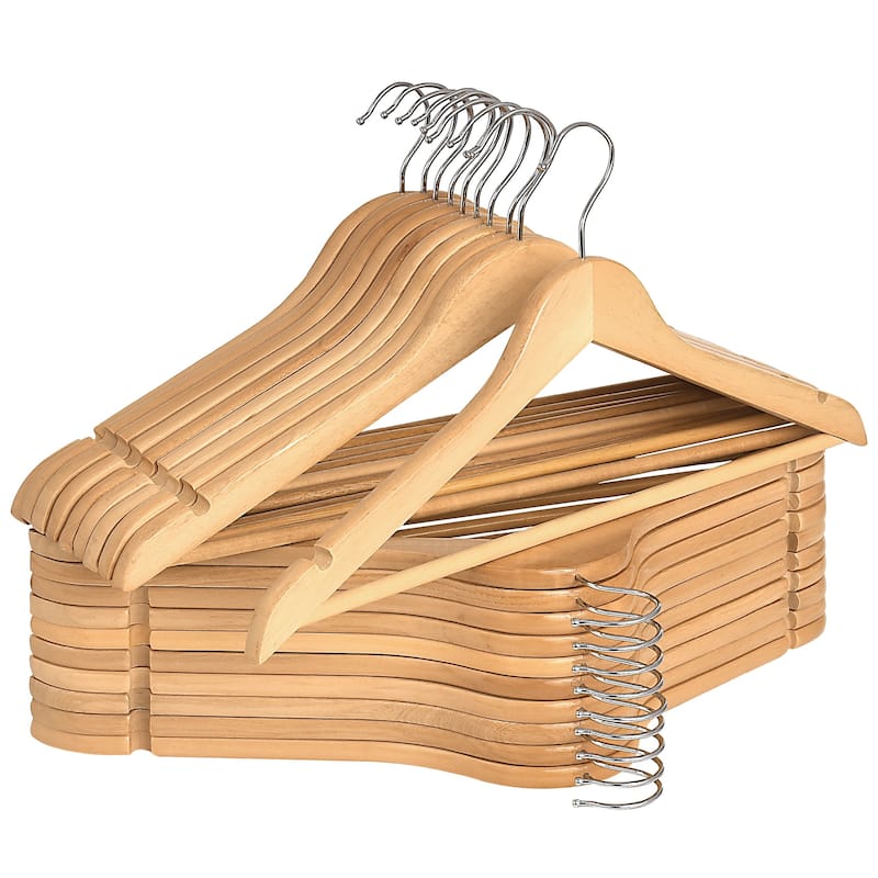 StorageWorks Wooden Clothes Hangers, Hangers for Coats, Shirts, Jackets, Pants, Suits - 20-pack - Natural Wood Color