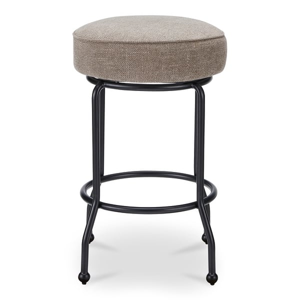 slide 2 of 10, NADAAL STUDIOS Loric Swivel Counter Stool, Round Upholstered Seat with Piping Detail, Light Brown Light Brown