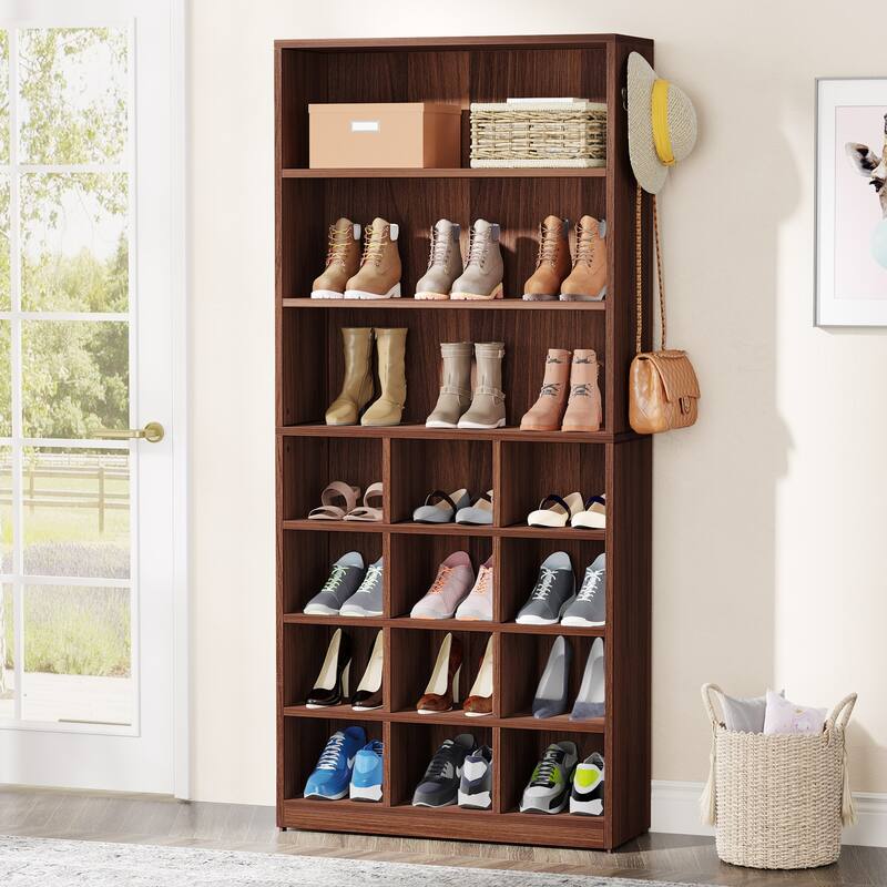 Modern Shoe Storage Cabinet with Shelves, 24 Pair Freestanding Shoe Rack Storage Organizer for Hallway Bedroom Entryway