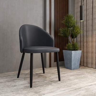 Paradiso Modern Dining Chairs Upholstered Seat and Solid Wood Legs by LeisureMod