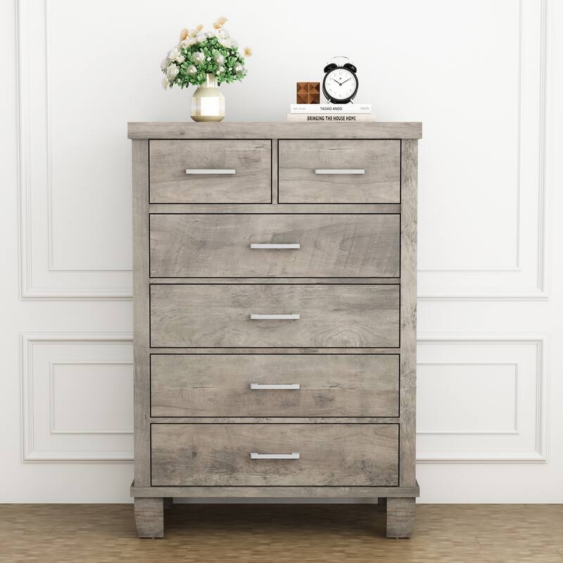 Elam 6 Drawers Vertical Dresser Storage Tower Organizer Unit for Bedroom - Grey - 6-drawer