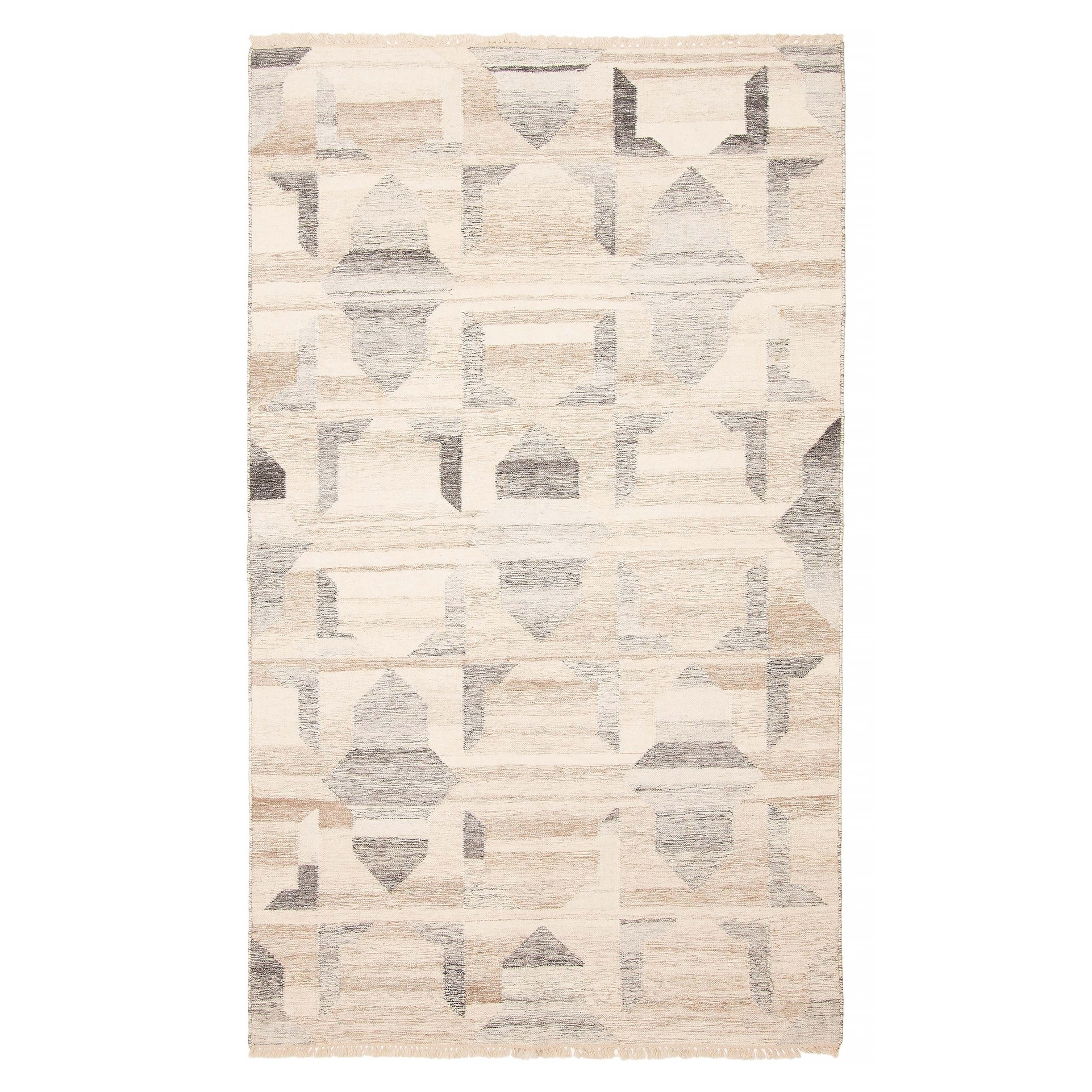 ECARPETGALLERY Flat-Weave Ankara FW Beige Wool Kilim - 4'10 x 8'1
