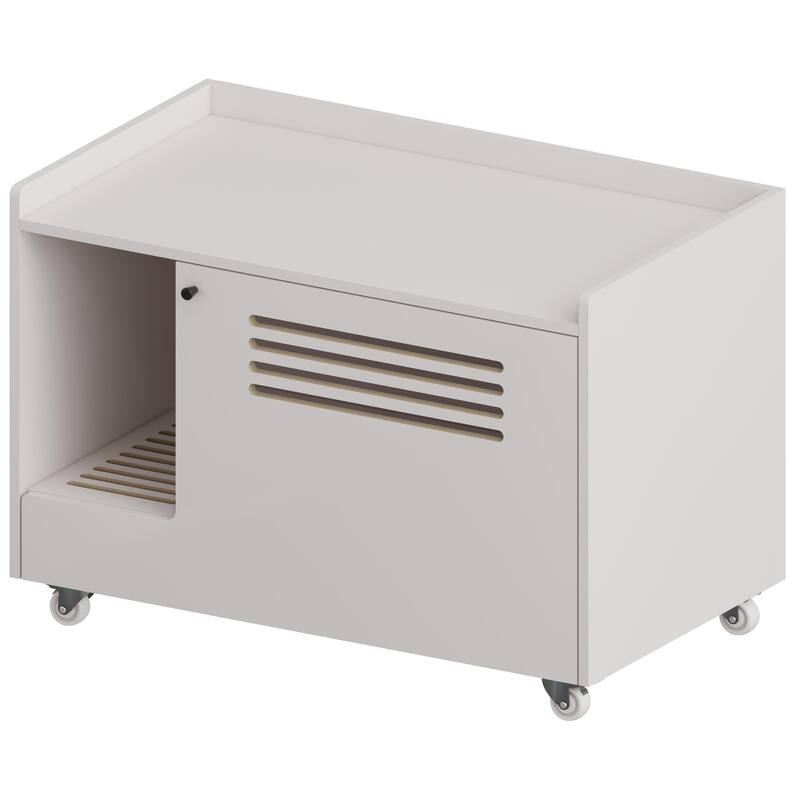 Cat Litter Box Enclosure,Hidden Litter Box Furniture with Top Side Fence,Wooden Pet House Side End Table