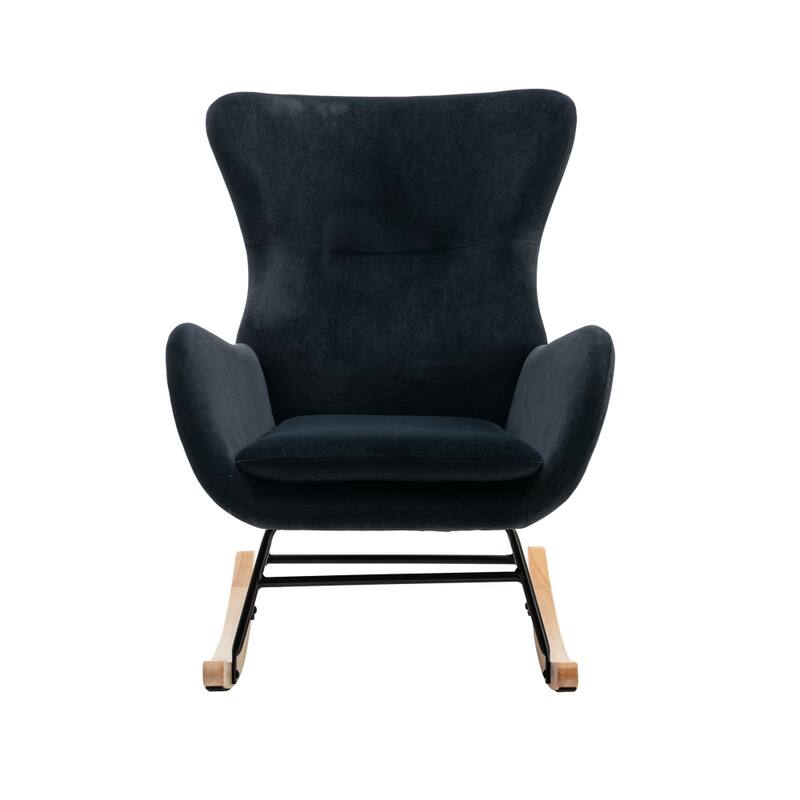 Velvet Fabric Padded Seat Rocking Chair