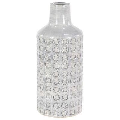 Porcelain Ceramic Floral Decorative Vase - White or Gray - CosmoLiving by Cosmopolitan
