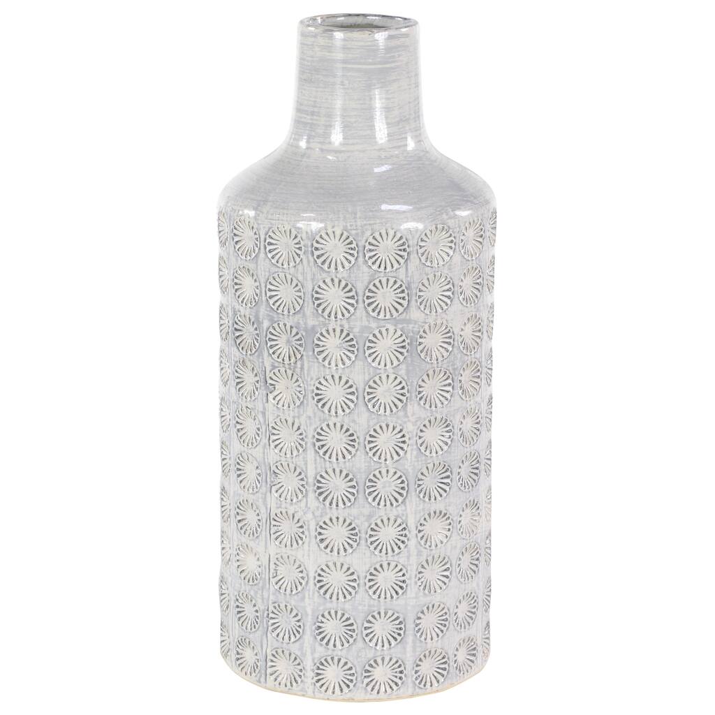 Porcelain Ceramic Floral Decorative Vase - White or Gray - CosmoLiving by Cosmopolitan