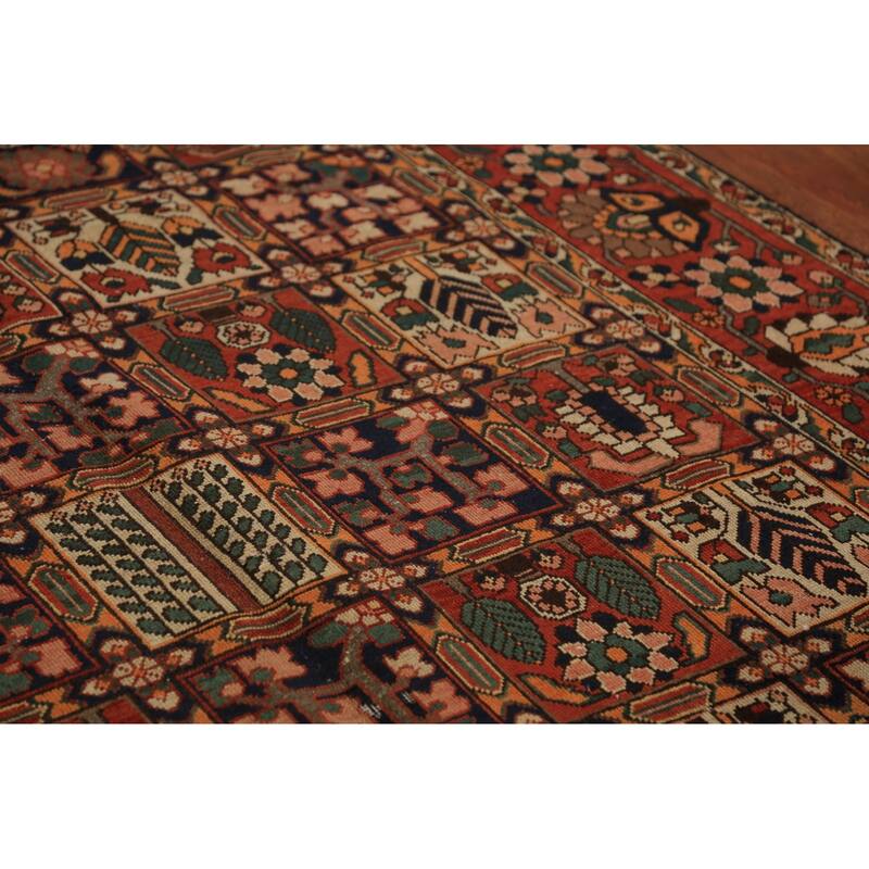 Orange Bakhtiari Persian Vintage Area Rug Hand-Knotted Wool Carpet - 6'7" x 9'10"