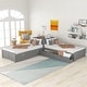 preview thumbnail 1 of 25, L-shaped Daybed Sets Twin Size Platform Bed w/Trundle, Drawers & Desk Gray - Twin