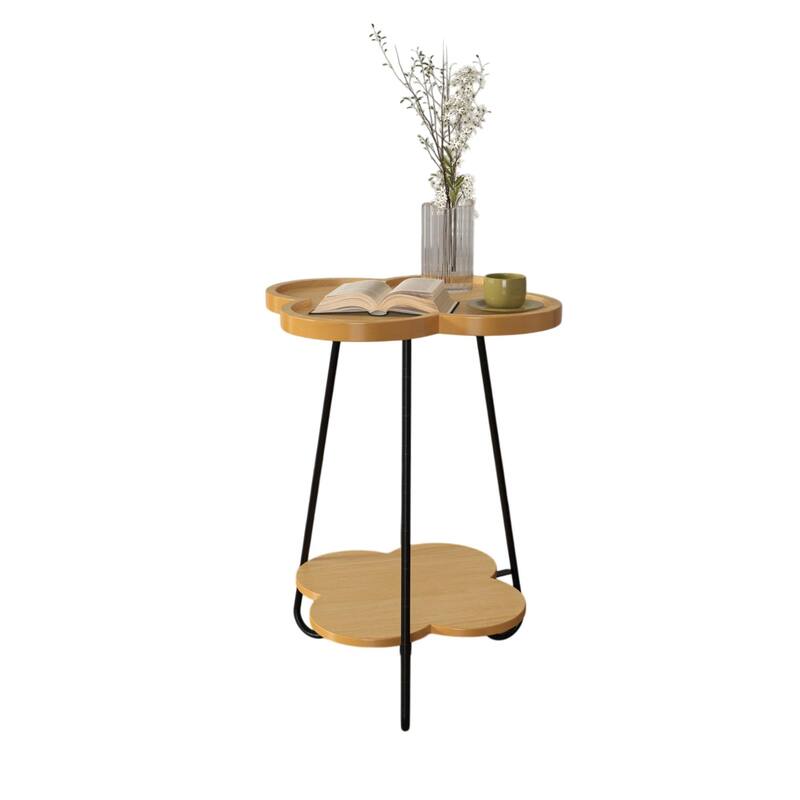 Modern Double-Layer Creative Petal Coffee Table, Round Side Table with Multifunctional Storage Space, for Living Room