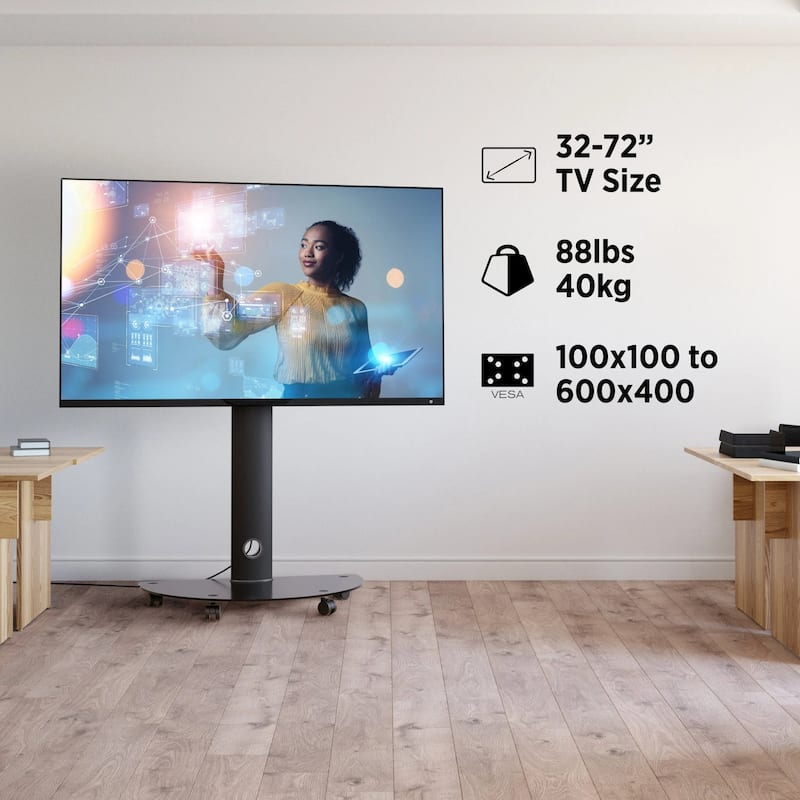 ProMounts Premium Mobile TV Stand Mount for 32” to 72” Screens, Holds up to 88lbs