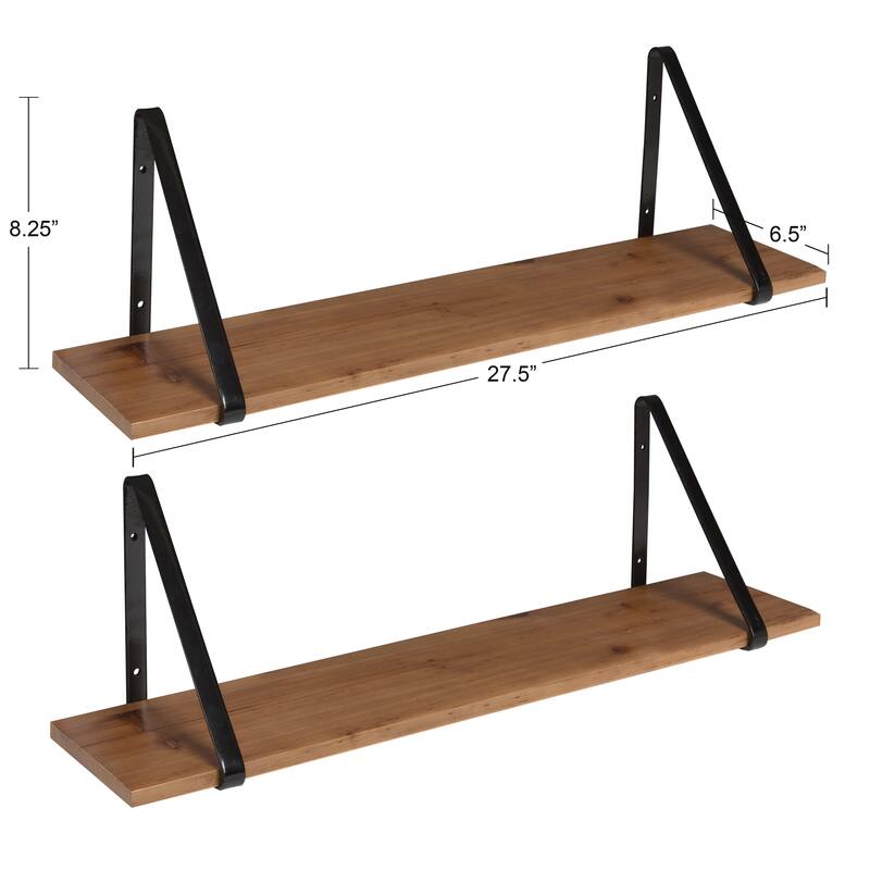 Kate and Laurel Soloman Wood 2 Piece Shelves with Metal Brackets