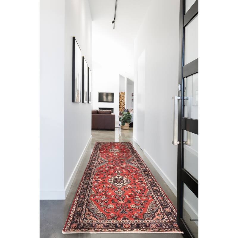 ECARPETGALLERY Hand-knotted Andelz Red Wool Rug - 2'8 x 11'6