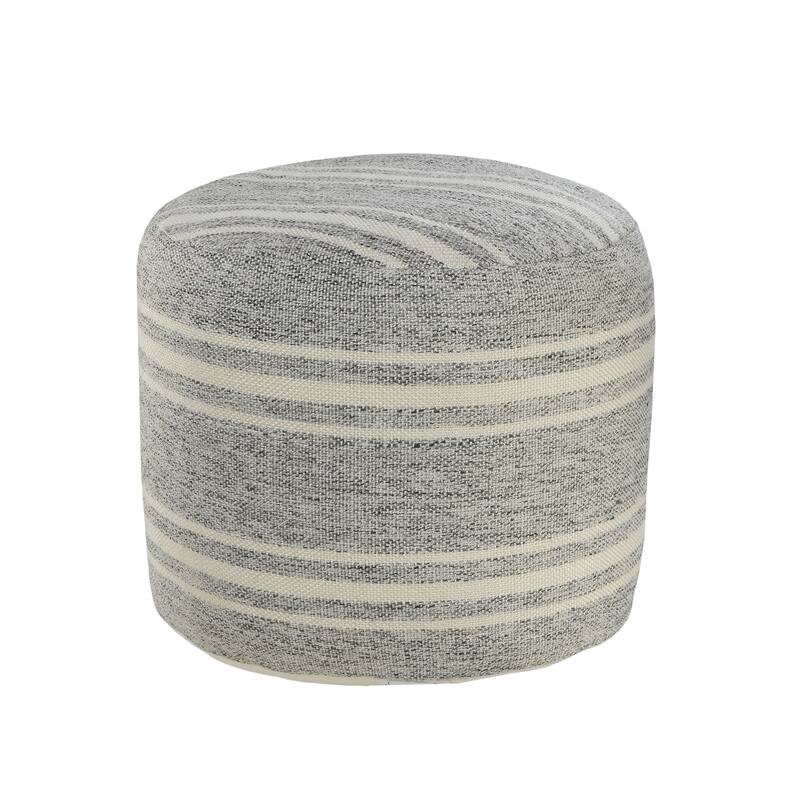 Sevita Farmhouse Triple Stripe Indoor Outdoor Pouf - 18" x 18" x 14"