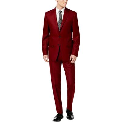 Calvin Klein Mens Slim-Fit Wool Two Button Formal Suit, Red, 38 Regular / 31W x 32L