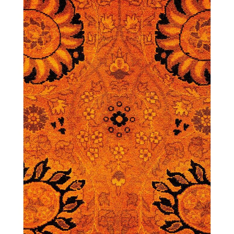 Overton Hand Knotted Wool Vintage Inspired Modern Contemporary Overdyed Orange Runner Rug - 3' 2" x 13' 2"
