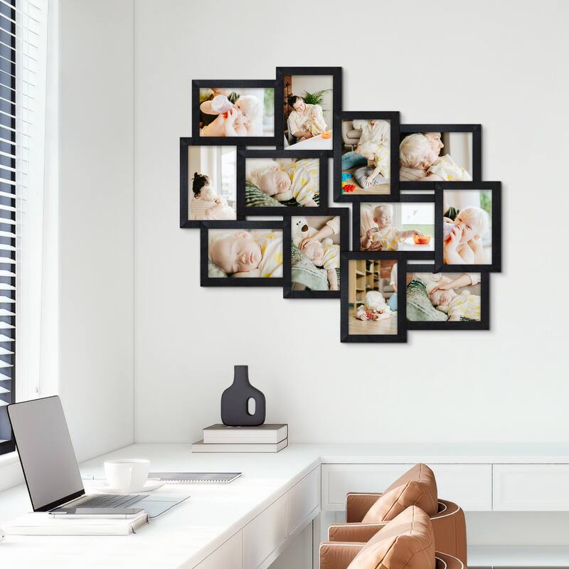 HELLO LAURA Modern Stylish 12-Opening Puzzle Photo Collage Wall Frame
