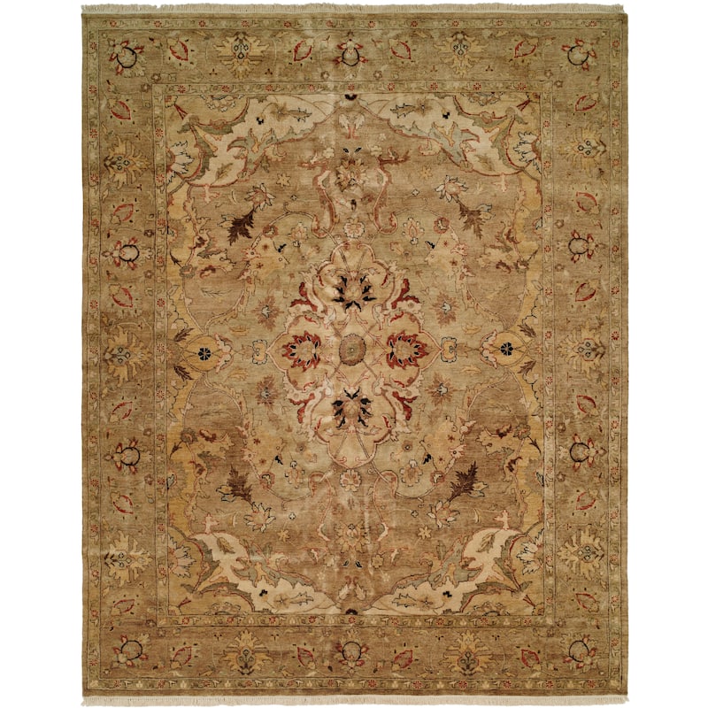 Traditional Red Hand-Knotted Wool Area Rug