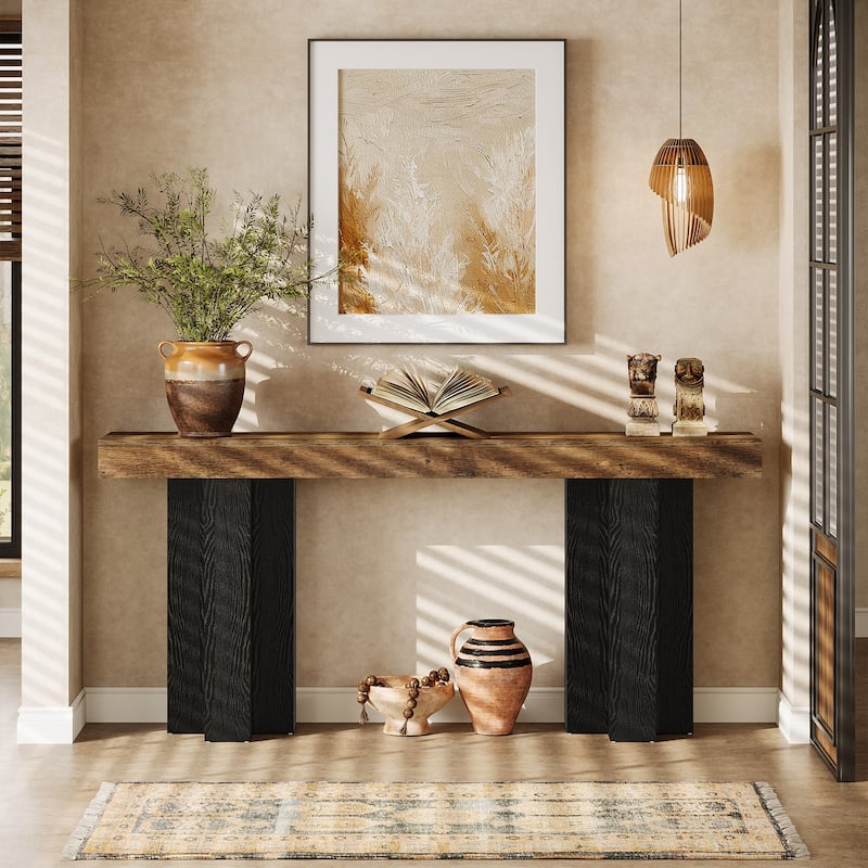 63'' Console Table for Entryway, Farmhouse Entryway Table with Sturdy Legs