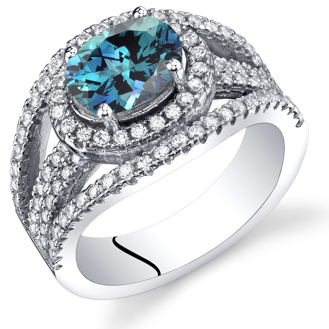 Oravo Sterling Silver 1.75 ct Color-changing Alexandrite Halo Ring