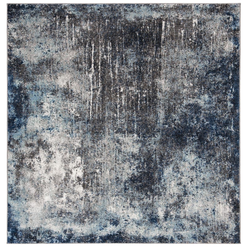 SAFAVIEH Galaxy Valdemara Modern Abstract Rug - 5'3" Square - Charcoal/Blue