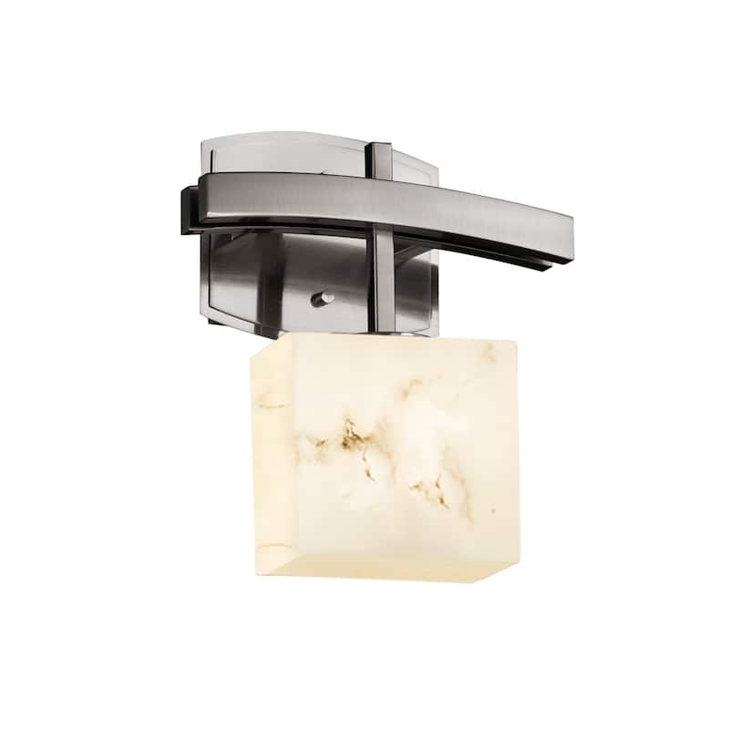 Justice Design LumenAria Archway ADA 1-light Brushed Nickel Wall Sconce, Faux Alabaster Rectangle Shade