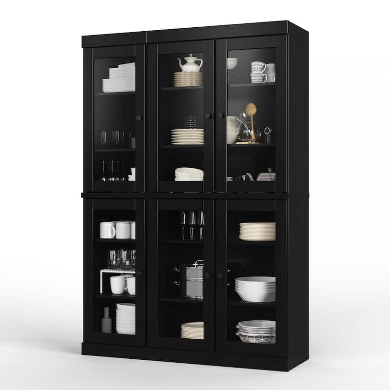 Palace Imports 100% Solid Wood 48.5" Pantry China Cabinet with Clear Glass Doors and Adjustable Shelves